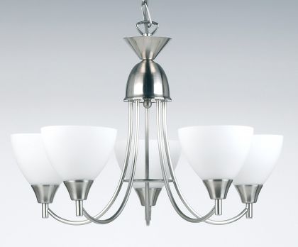 A Simple 5 Arm Ceiling Light in Satin Chrome ID Large View