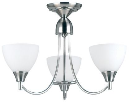 A Simple 3 Arm Ceiling Light in Satin Chrome ID Large View