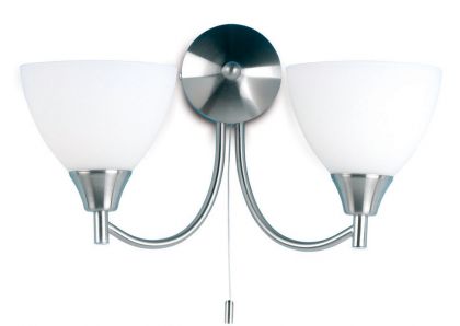 A Simple Double Arm Wall Light in Satin Chrome ID Large View