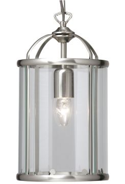 Small Clear Glass Hanging Lantern in Satin Silver ID Large View