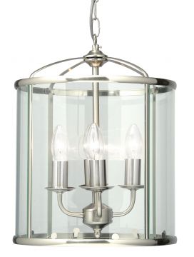 Large Size Clear Glass Lantern in Satin Silver iD Large View
