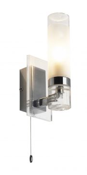 Modern Bathroom Wall Light with Frosted Glass and Chrome - DISCONTINUED Large View