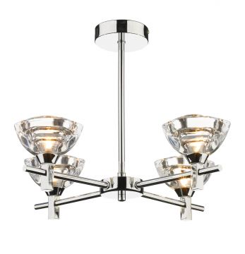 Chrome semi flush ceiling light with 4 arms ID Large View