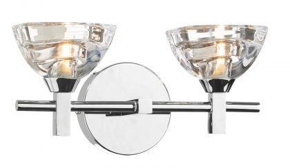 Chrome double arm wall light with clear chunky glass ID Large View