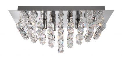 Square flush crystal ceiling light - size: 35 x 35 cm ID Large View