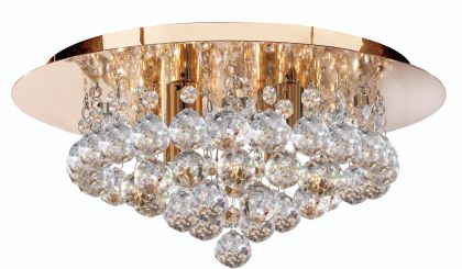 Small round flush crystal ceiling light in gold finish ID Large View