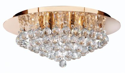 Medium size flush crystal ceiling light in gold finish ID Large View