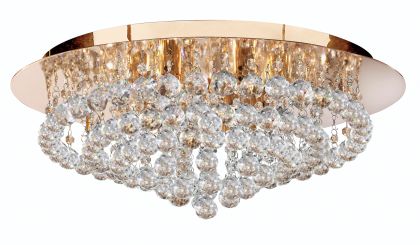 Large size flush crystal ceiling light in gold finish ID Large View