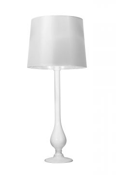 An elegant white glass table lamp with shade - DISCONTINUED Large View