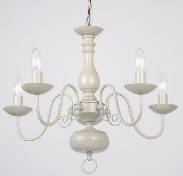 A Flemish Style 5 Arm Chandelier in Cream and Silver - DISCONTINUED Large View
