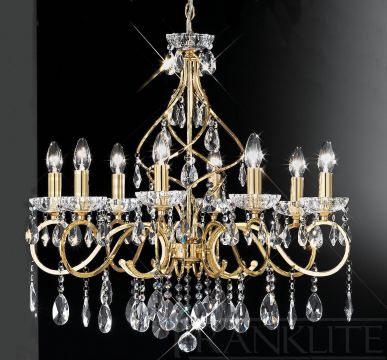 An Elegant 8 Arm Chandelier in Gold Colour with Crystal ID Large View