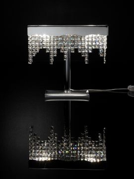 A polished chrome and silver leaf Italian crystal table lamp ID Large View
