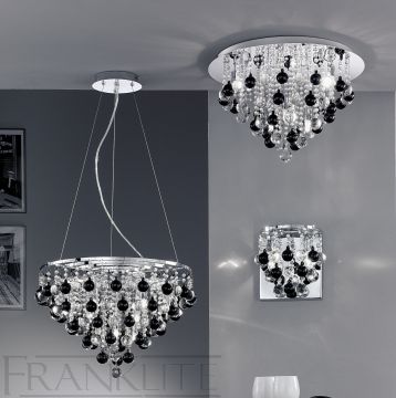 Contemporary Wall Light with Clear and Black Glass Balls - DISCONTINUED Large View