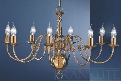 Polished Brass 8 Arm Flemish Style Chandelier ID Large View
