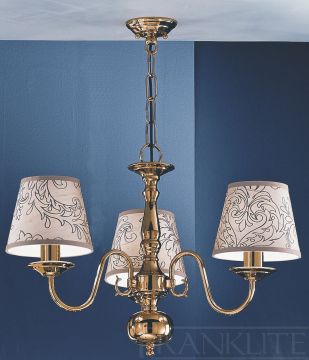 Polished Brass 3 Arm Flemish Style Chandelier  ID Large View