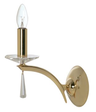 A cast brass gold plated single wall light with crystal ID Large View
