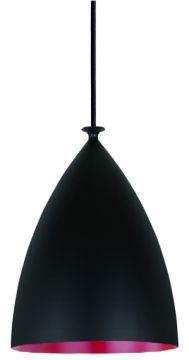 A Small Black Pendant Light with Red Interior ID Large View