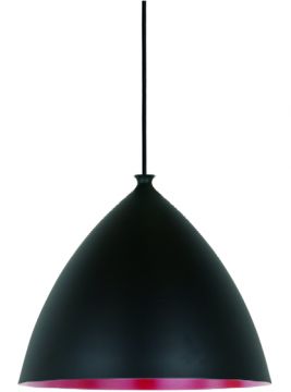 A Medium Black Pendant Light with Red Interior ID Large View