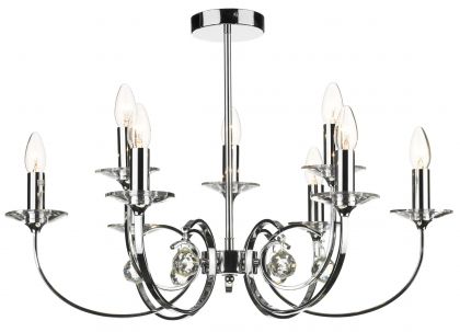 A Nine-Arm Ceiling Chandelier Finished in Polished Chrome ID  Large View