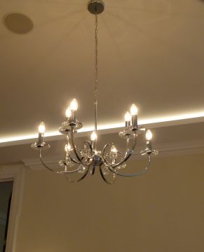 A Nine-Arm Ceiling Chandelier Finished in Polished Chrome ID  Large View