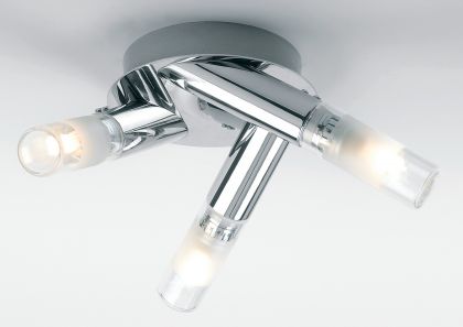 A Modern Style Chrome Triple-Arm Flush Bathroom Light ID Large View
