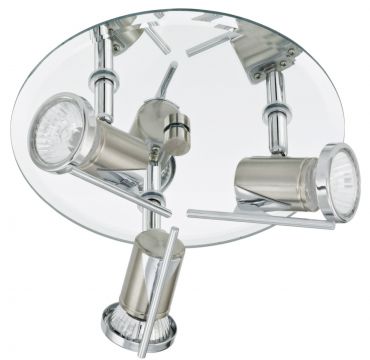 A Modern Silver and Mirrored Glass Triple Spotlight IP44 - DISCONTINUED Large View