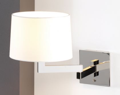 A Chrome Swingarm Wall Light with a White Shade ID Large View