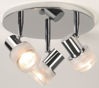 A Polished Chrome Triple Spotlight with Clear Glass Shades ID Large View