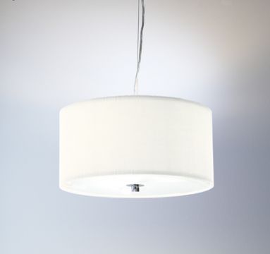 Cream fabric and frosted glass single pendant ceiling light ø60 cm ID Large View