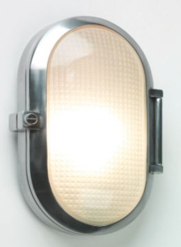 A Contemporary Oval External Wall Light in Brushed Steel ID Large View