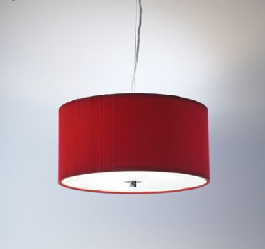 Red fabric and frosted glass single pendant ceiling light ø60cm - DISCONTINUED Large View
