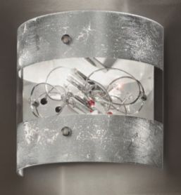A Glass Wall Light Decorated with Silver Leaf and Swarovski ID Large View