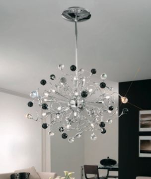 A Wound Metal and Swarovski Ceiling Light - Colour Options ID Large View