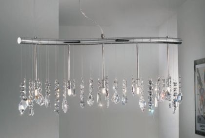 A Gently Curving Clear Swarovski Crystal Ceiling Bar ID Large View