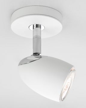 A Modern White Single Spotlight with a Polished Chrome Finish - DISCONTINUED Large View