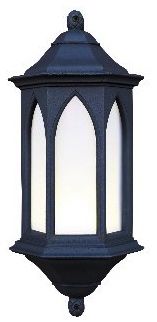 A Black Stone Effect Outdoor Half Lantern Wall Light - DISCONTINUED Large View