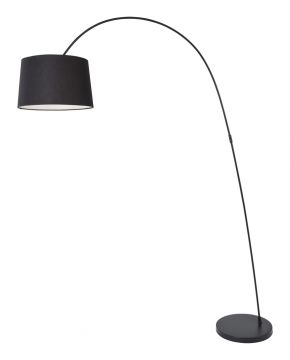 A Black Finish Arc Style Floor Lamp with Shade ID - DISCONTINUED Large View