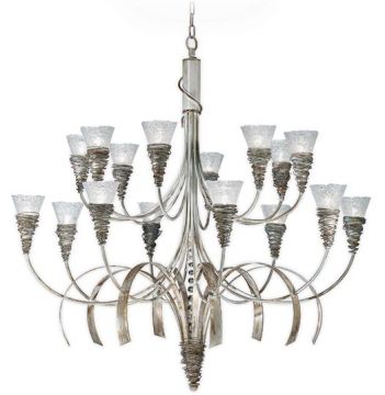A Beautiful Hand Wound Metal Ceiling Light -16 Arm ID Large View
