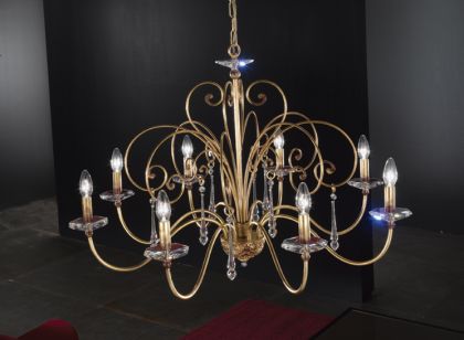 Swarovski Crystal and Flowing Iron Italian Chandelier 8 Arm ID Large View