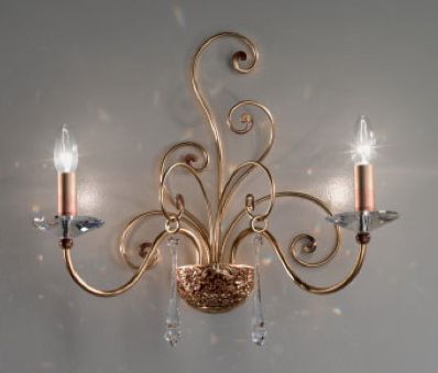 Swarovski Crystal and Flowing Italian Iron Double Wall Light ID Large View