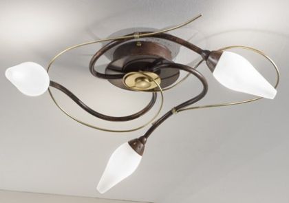A Gently Curving 3 Arm Italian Flush Ceiling Light ID Large View