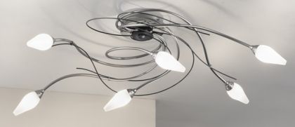 A Gently Curving 6 Arm Italian Flush Ceiling Light ID Large View