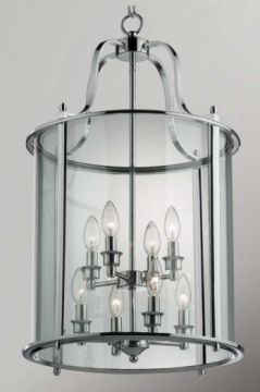 A Polished Chrome Round Lantern with 8 Lamps ID Large View