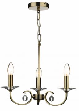 A Three-Arm Ceiling Chandelier in Antique Brass - DISCONTINUED Large View