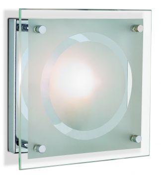 Square Flush Wall or Ceiling Light in Chrome with Flat Glass - DISCONTINUED Large View