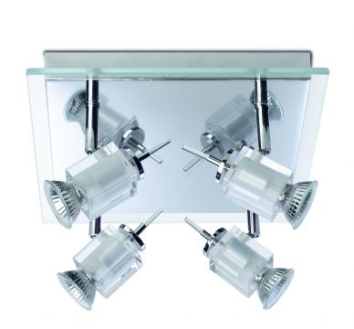 Chunky Cut-Glass Four Lamp Halogen Spotlight - DISCONTINUED Large View