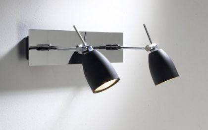 Two Black Wall-Mounted Spot Lights - Individually Switched ID Large View