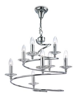 Polished Chrome and Crystal Chandelier with Spiral Design ID - DISCONTINUED Large View