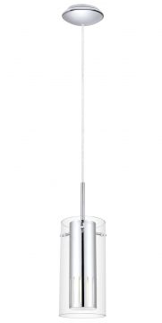 Cylindrical Steel Single Pendant with Glass Shade - DISCONTINUED Large View