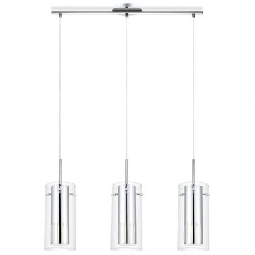 A Cylindrical Steel 3-Lamp LED Pendant on a Bar - DISCONTINUED Large View